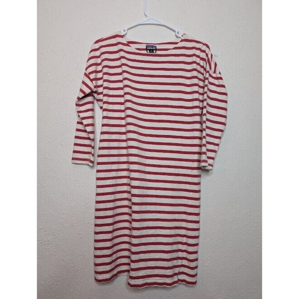 Patagonia Worn Wear W's Seatoller Dress Women Size Small Red White Beach Stripe
